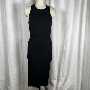 Anthropologie Maeve Dress Women's‎ XS Black Ruched Midi Sleeveless Modal Blend